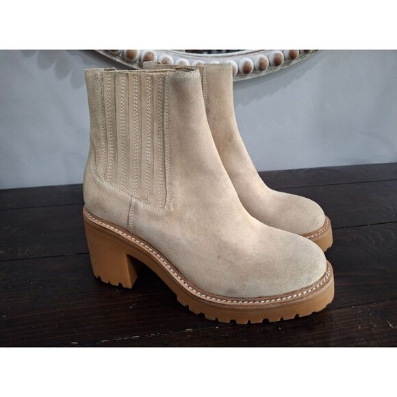 NWOB Jeffrey Campbell Tuckee Lug Sole Ankle Boot in Natural Sand Suede/Size 10 - Picture 1 of 11